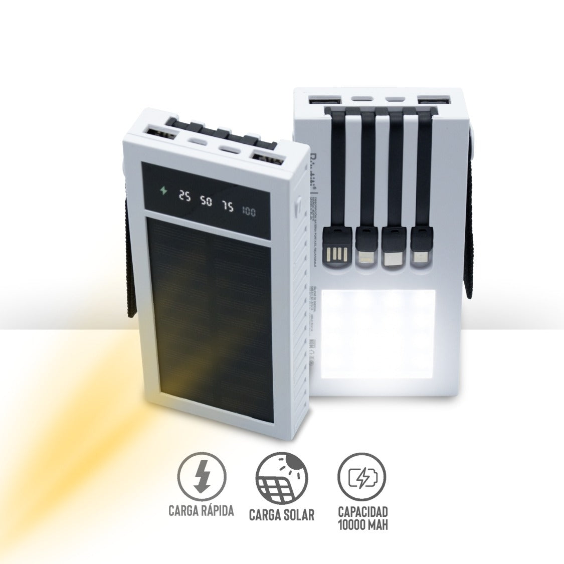 Power Bank 4 en 1 de 10000mAh con Panel Solar