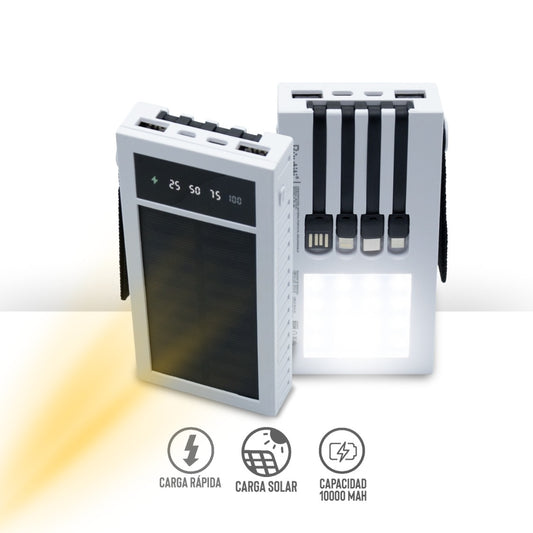 Power Bank 4 en 1 de 10000mAh con Panel Solar